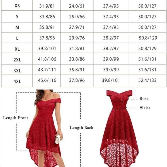 HomRain Elegant Lace Floral Wedding Guest Off The Shoulder High Low Dress - Picture 16 of 16